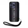 Karl Lagerfeld Saffiano AthleisureStripes Cord Case für iPhone 15 Pro Max Schwarz Pink