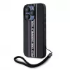 Karl Lagerfeld Saffiano AthleisureStripes Cord Case für iPhone 15 Pro Max Schwarz Pink