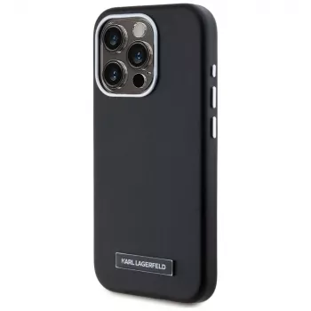 Karl Lagerfeld Metal Plate MagSafe Case für iPhone 15 Pro Max Schwarz
