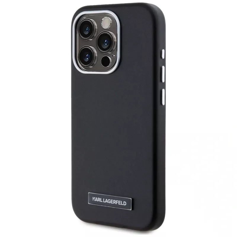 Karl Lagerfeld Metal Plate MagSafe Case für iPhone 15 Pro Max Schwarz