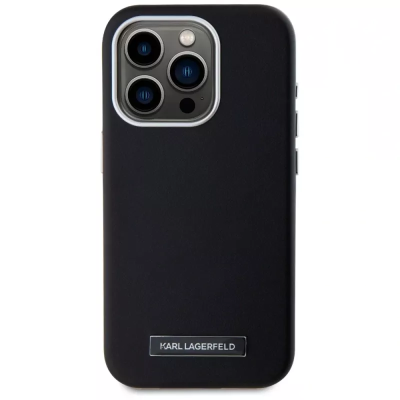 Karl Lagerfeld Metal Plate MagSafe Case für iPhone 15 Pro Max Schwarz