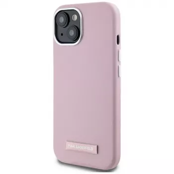 KARL LAGERFELD FW Metal Plate MagSafe Back Cover für Apple iPhone 15, Pink