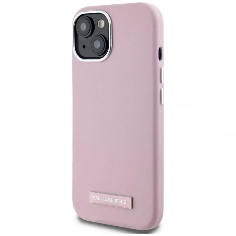 KARL LAGERFELD FW Metal Plate MagSafe Back Cover für Apple iPhone 15, Pink
