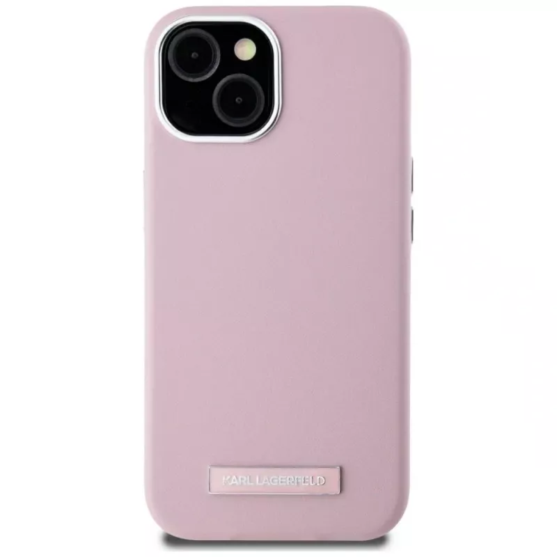 KARL LAGERFELD FW Metal Plate MagSafe Back Cover für Apple iPhone 15, Pink