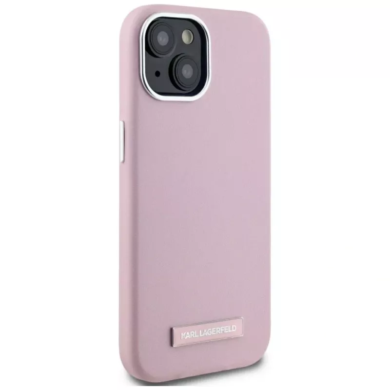 KARL LAGERFELD FW Metal Plate MagSafe Back Cover für Apple iPhone 15, Pink