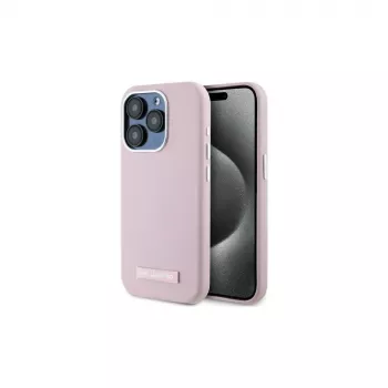 Karl Lagerfeld KLHMP15LPGMSRPP iPhone 15 Pro 6,1 inch Pink Hardcase mit Metallplatte MagSafe