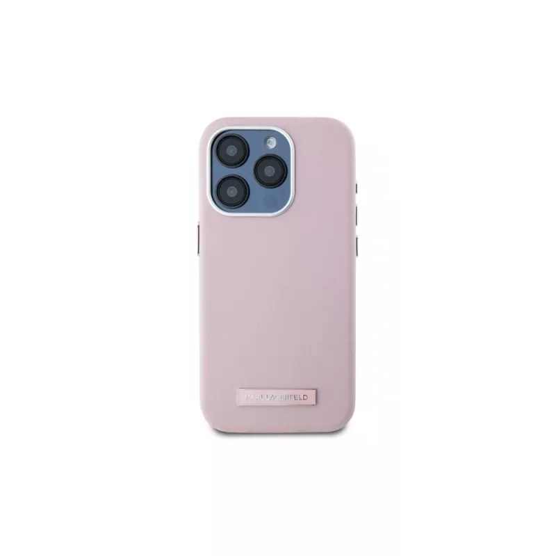 Karl Lagerfeld KLHMP15LPGMSRPP iPhone 15 Pro 6,1 inch Pink Hardcase mit Metallplatte MagSafe