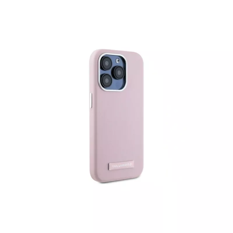 Karl Lagerfeld KLHMP15LPGMSRPP iPhone 15 Pro 6,1 inch Pink Hardcase mit Metallplatte MagSafe