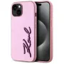 KARL LAGERFELD Wrinkled Metal Signature Back Cover für Apple iPhone 15, Pink