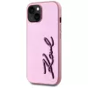 KARL LAGERFELD Wrinkled Metal Signature Back Cover für Apple iPhone 15, Pink