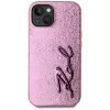 KARL LAGERFELD Wrinkled Metal Signature Back Cover für Apple iPhone 15, Pink
