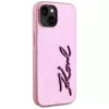 KARL LAGERFELD Wrinkled Metal Signature Back Cover für Apple iPhone 15, Pink