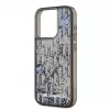 KARL LAGERFELD Liquide GlitterMonogram Gradient Back Cover für Apple iPhone 15 Pro, Schwarz