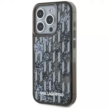 Karl Lagerfeld Liquid Glitter Monogram Gradient Case für iPhone 15 Pro Max, Schwarz