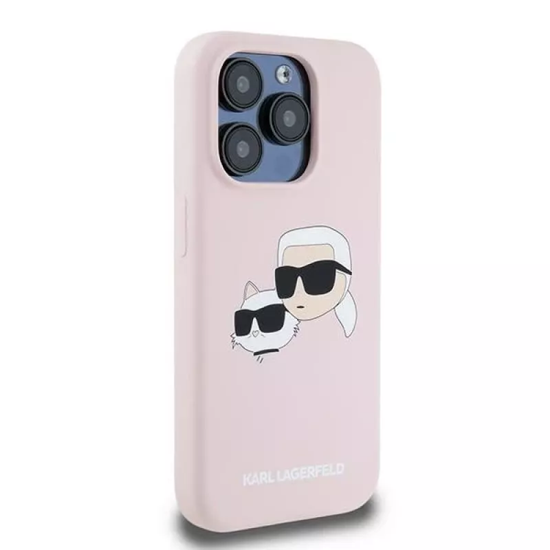 Karl Lagerfeld KLHMP15LSKCHPPLP iPhone 15 Pro 6.1 Pink Hardcase Silicone Karl & Choupette MagSafe