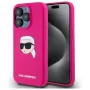 Karl Lagerfeld iPhone 15 Pro 6,1 inch Silikon-Hardcase mit Karl-Kopf-Print, MagSafe - Fuchsia
