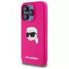 Karl Lagerfeld iPhone 15 Pro 6,1 inch Silikon-Hardcase mit Karl-Kopf-Print, MagSafe - Fuchsia