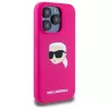 Karl Lagerfeld iPhone 15 Pro 6,1 inch Silikon-Hardcase mit Karl-Kopf-Print, MagSafe - Fuchsia