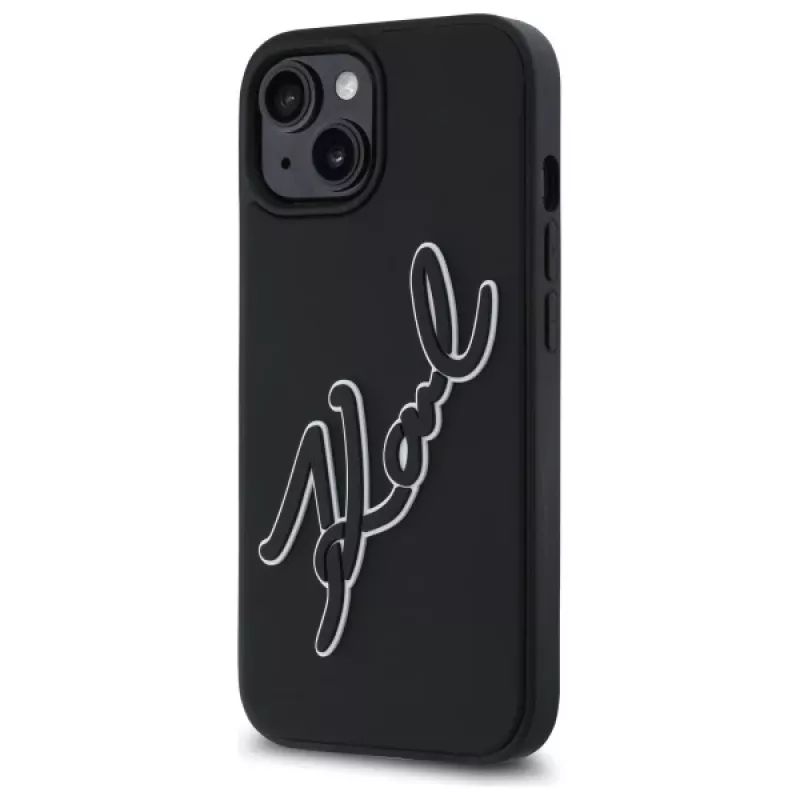 Karl Lagerfeld KLHCP15S3DRKSDLK iPhone 15 6,1 inch Black Hardcase 3D Rubber Signature