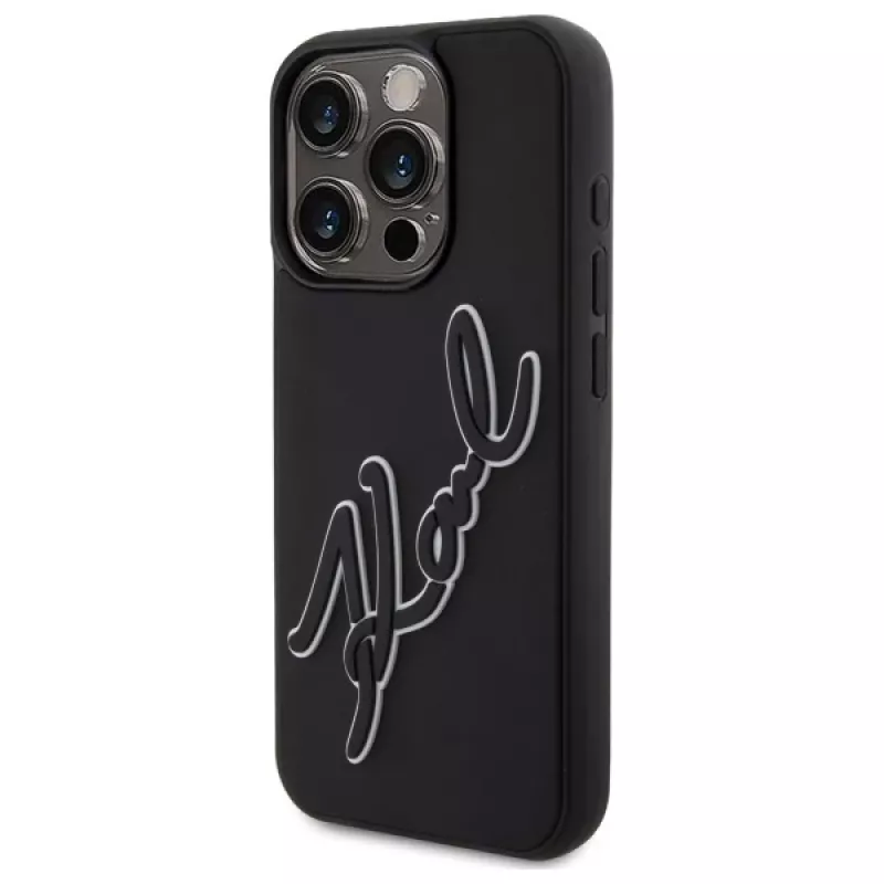 Karl Lagerfeld KLHCP15L3DRKSDLK iPhone 15 Pro 6.1 Black Hardcase 3D Rubber Signature