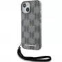 Karl Lagerfeld KLHCP15SHKDPNSK iPhone 15 / 14 / 13 6.1 Black Hardcase IML Mono KL Pattern & Cord