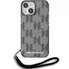 Karl Lagerfeld KLHCP15SHKDPNSK iPhone 15 / 14 / 13 6.1 Black Hardcase IML Mono KL Pattern & Cord