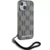 Karl Lagerfeld KLHCP15SHKDPNSK iPhone 15 / 14 / 13 6.1 Black Hardcase IML Mono KL Pattern & Cord