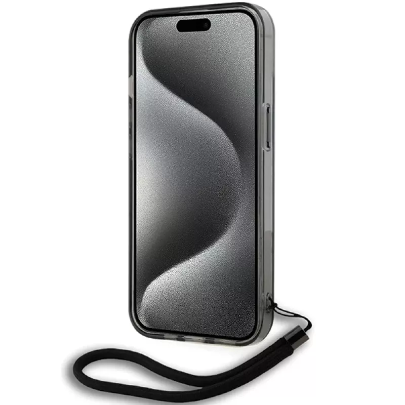 Karl Lagerfeld KLHCP15SHKDPNSK iPhone 15 / 14 / 13 6.1 Black Hardcase IML Mono KL Pattern & Cord