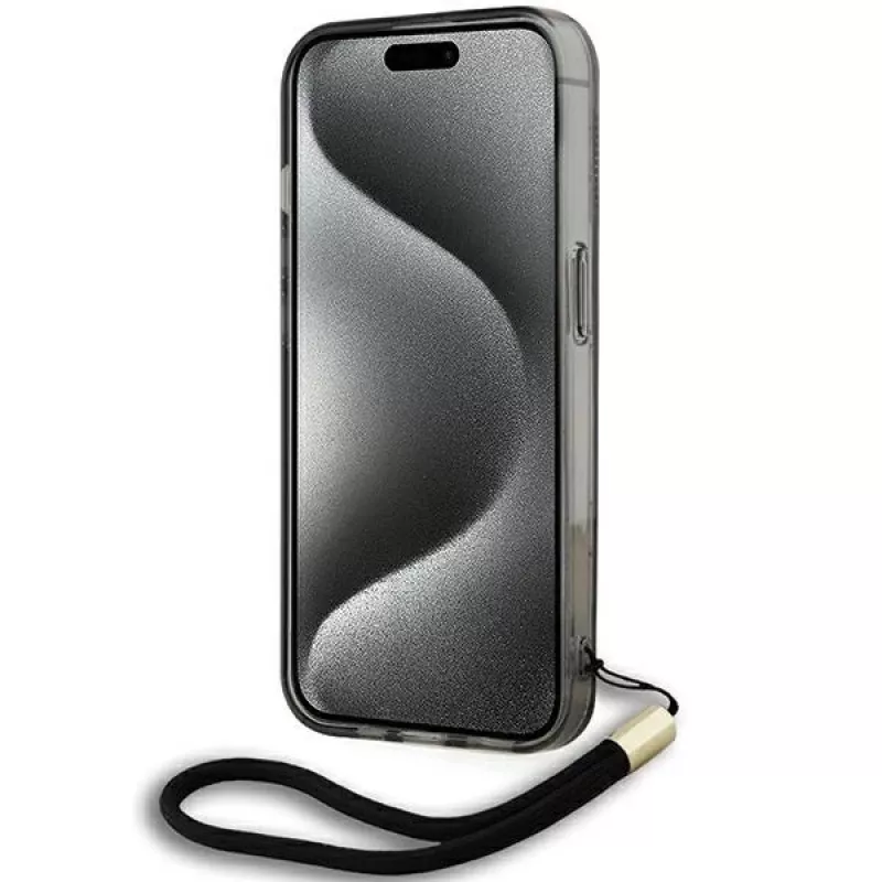 Karl Lagerfeld KLHCP15XHKDPNSK iPhone 15 Pro Max 6.7 Black Hardcase IML Mono KL Pattern & Cord