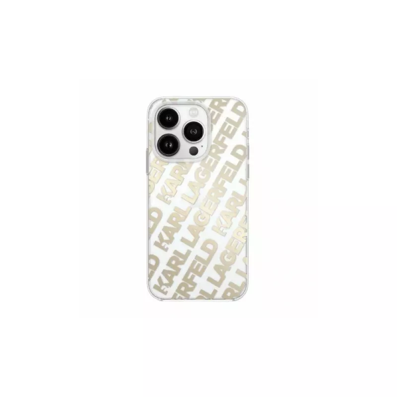 Karl Lagerfeld KLHCP15XHKFOEMD Hard Case für Apple iPhone 15 Pro Max, Gold, IML FulloverLogo