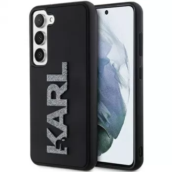 Karl Lagerfeld KLHCS24S3DMBKCK Hard Case für Samsung Galaxy S24, Schwarz, 3D Rubber Glitter Logo