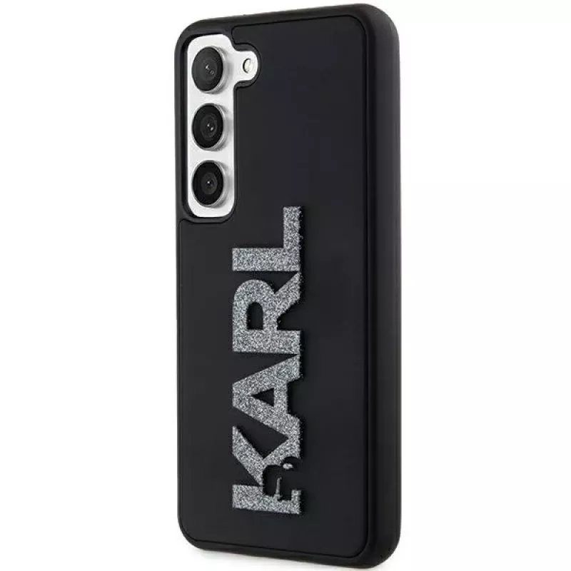 Karl Lagerfeld KLHCS24S3DMBKCK Hard Case für Samsung Galaxy S24, Schwarz, 3D Rubber Glitter Logo