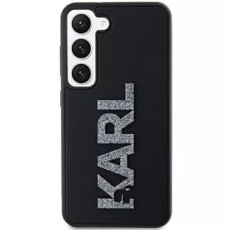 Karl Lagerfeld KLHCS24S3DMBKCK Hard Case für Samsung Galaxy S24, Schwarz, 3D Rubber Glitter Logo