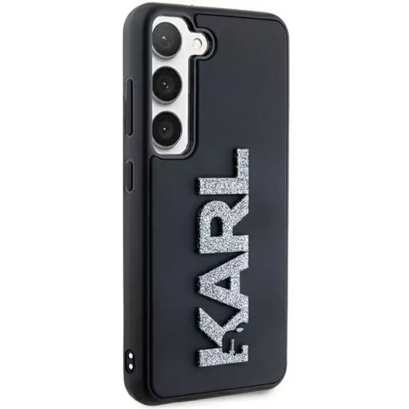 Karl Lagerfeld KLHCS24S3DMBKCK Hard Case für Samsung Galaxy S24, Schwarz, 3D Rubber Glitter Logo