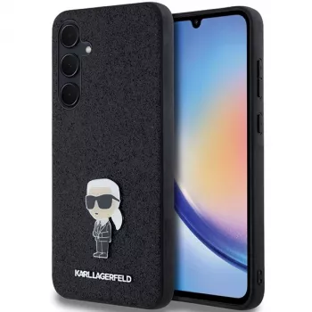 Karl Lagerfeld KLHCSA35GKNPSK A35 A356 Black Hardcase Fixed Glitter Ikonik Logo Metal Pin für Samsung Galaxy A35 5G