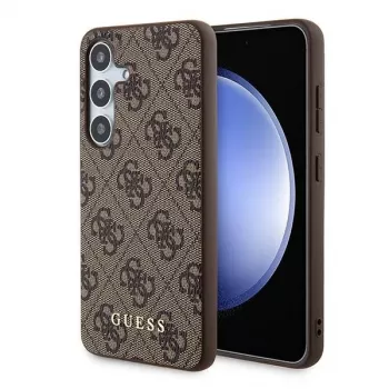 Guess GUOHCSA35G4GFBR A35 Hardcase 4G Metal Gold Logo für Samsung Galaxy A35 - Braun