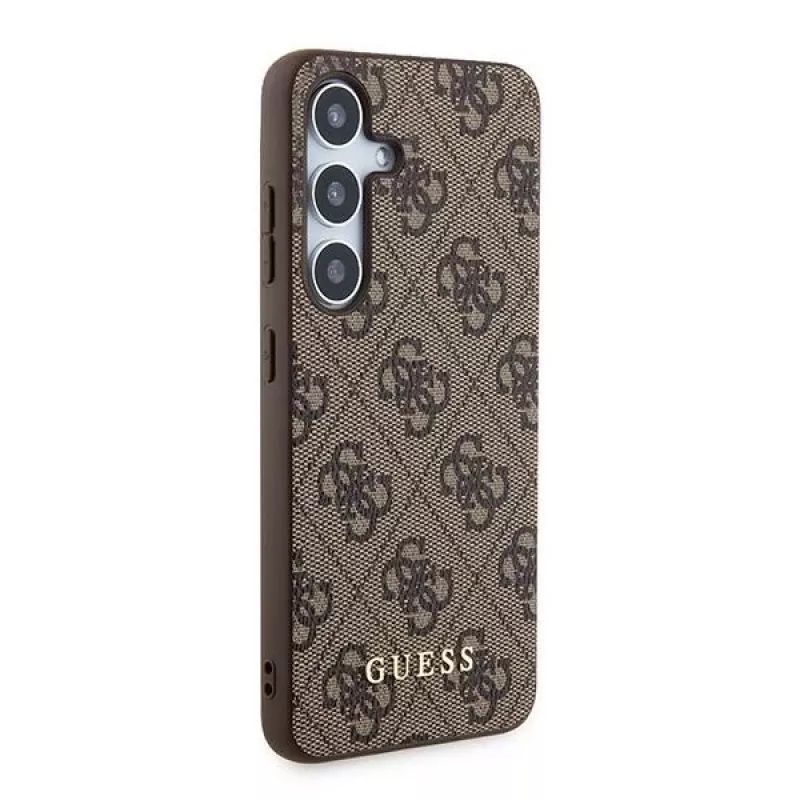 Guess GUOHCSA35G4GFBR A35 Hardcase 4G Metal Gold Logo für Samsung Galaxy A35 - Braun