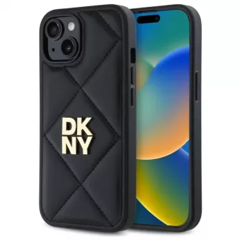 DKNY DKHCP14SPQDSLK Quilted Stack Logo Back Cover für Apple iPhone 14 6,1 inch Schwarz