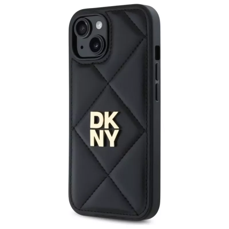 DKNY DKHCP14SPQDSLK Quilted Stack Logo Back Cover für Apple iPhone 14 6,1 inch Schwarz