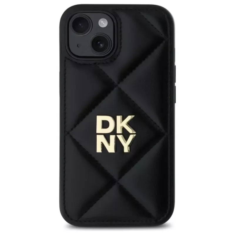 DKNY DKHCP14SPQDSLK Quilted Stack Logo Back Cover für Apple iPhone 14 6,1 inch Schwarz