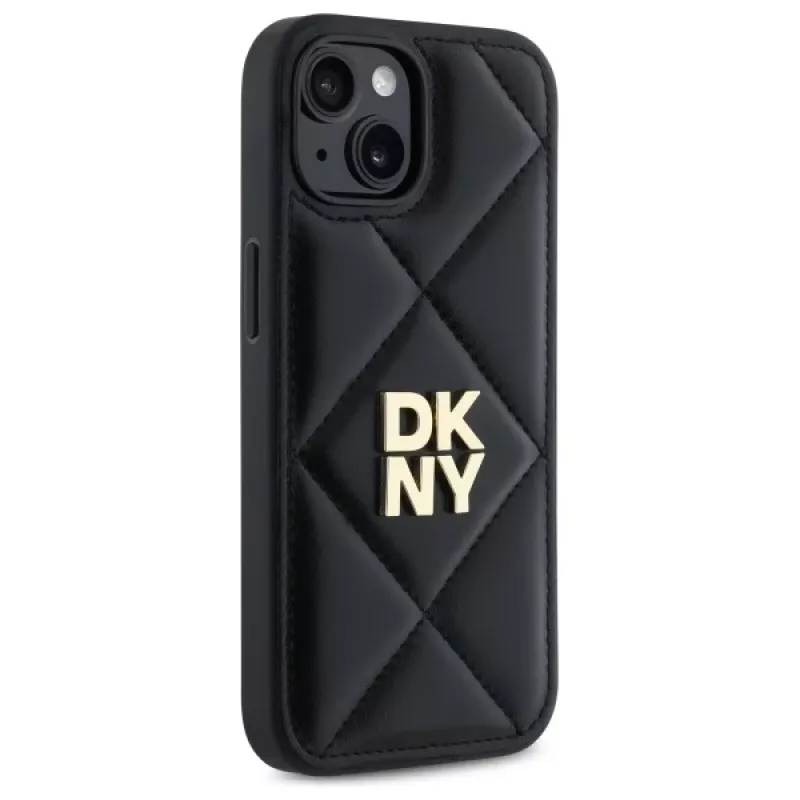 DKNY DKHCP14SPQDSLK Quilted Stack Logo Back Cover für Apple iPhone 14 6,1 inch Schwarz