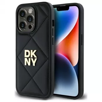 DKNY DKHCP14LPQDSLK Quilted Stack Logo Back Cover Case für Apple iPhone 14 Pro 6,1 inch Schwarz