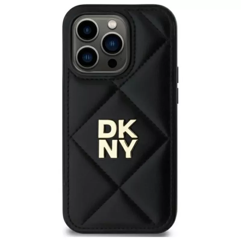 DKNY DKHCP14LPQDSLK Quilted Stack Logo Back Cover Case für Apple iPhone 14 Pro 6,1 inch Schwarz