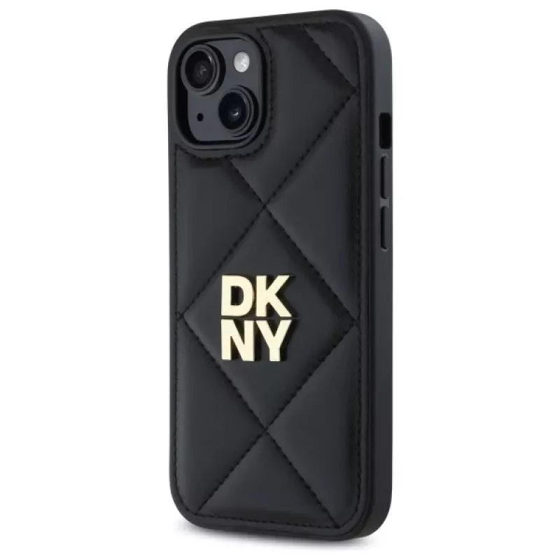 DKNY DKHCP15SPQDSLK Quilted Stack Logo Back Cover für Apple iPhone 15 6,1 inch Schwarz