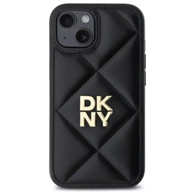 DKNY DKHCP15SPQDSLK Quilted Stack Logo Back Cover für Apple iPhone 15 6,1 inch Schwarz