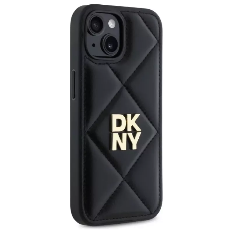 DKNY DKHCP15SPQDSLK Quilted Stack Logo Back Cover für Apple iPhone 15 6,1 inch Schwarz