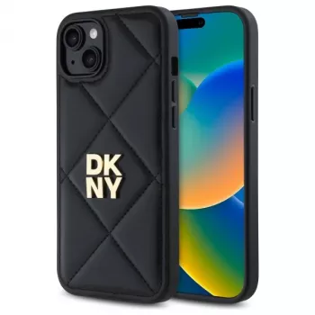 DKNY DKHCP15MPQDSLK Quilted Stack Logo Case für iPhone 15 Plus 6,7 inch Schwarz