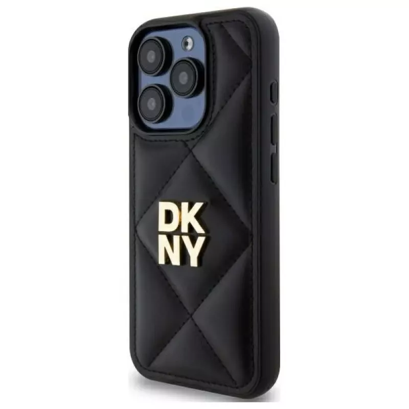 DKNY DKHCP15LPQDSLK Quilted Stack Logo Back Cover für Apple iPhone 15 Pro 6.1 Schwarz