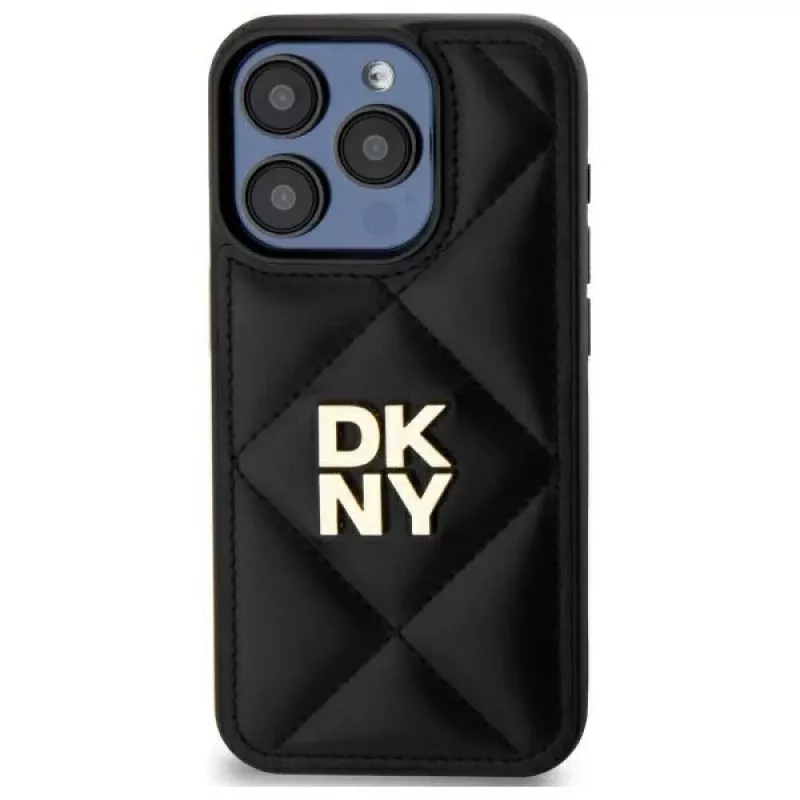 DKNY DKHCP15LPQDSLK Quilted Stack Logo Back Cover für Apple iPhone 15 Pro 6.1 Schwarz