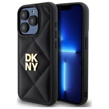 DKNY DKHCP15XPQDSLK Quilted Stack Logo Rückseitenhülle für Apple iPhone 15 Pro Max 6,7 inch Schwarz